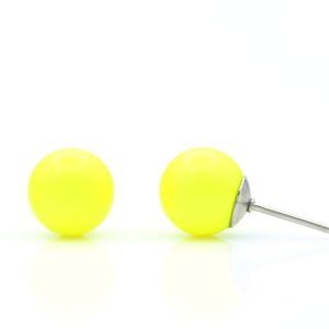 Neon Yellow Swarovski Pearl Earrings | 8mm Yellow Pearls | Colored Pearl Studs